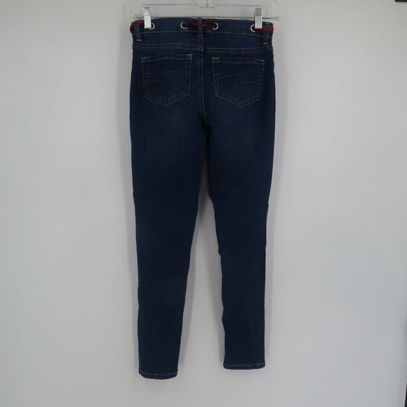 Justice Girls Distressed Skinny Jeans with Plaid Belt Size 14 - Picture 11 of 12